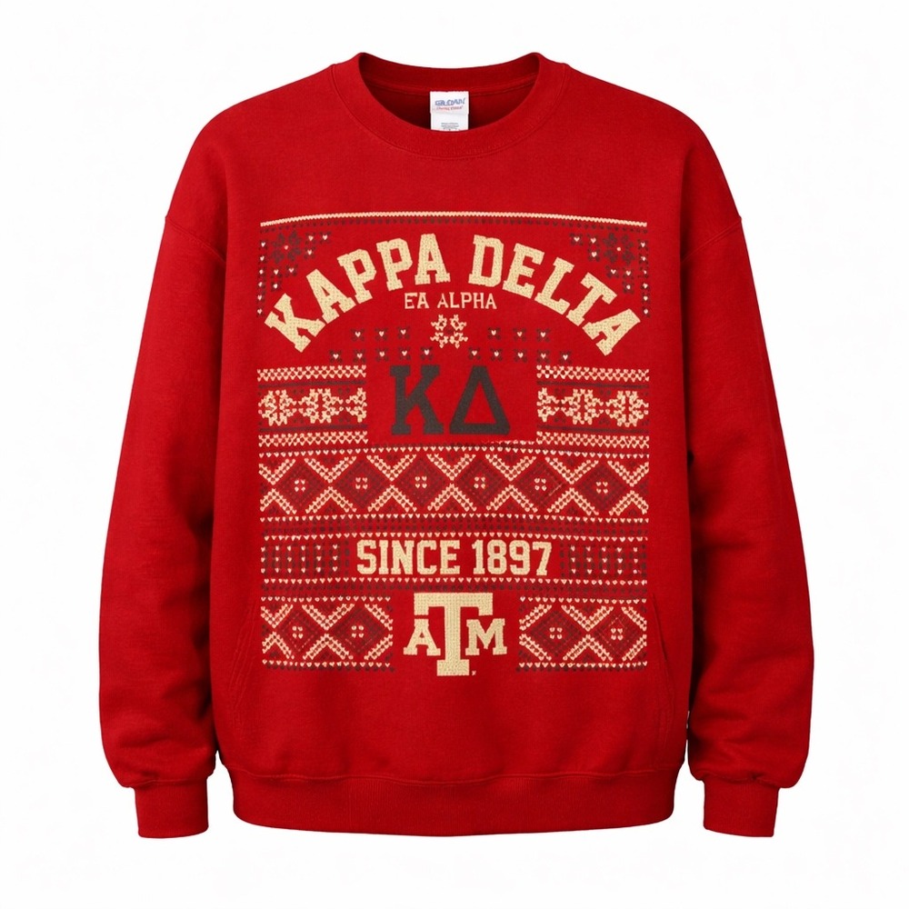 Vintage Kappa Delta Texas A&M Red Christmas Sweatshirt Size‎ L